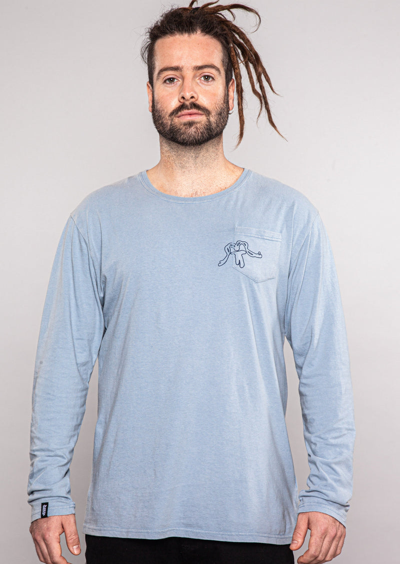 T-Shirt Long Sleeve Solid Aqua Blue
